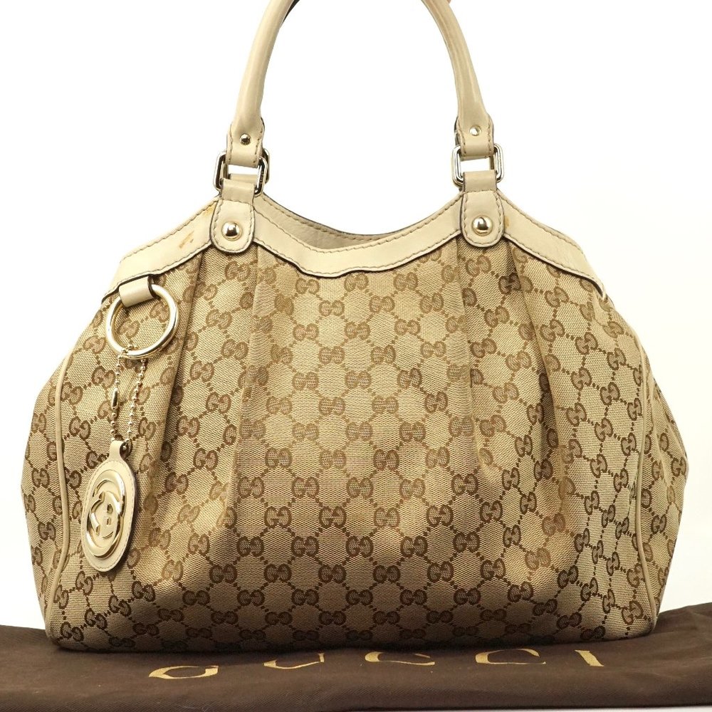 Auth Gucci Sukey Gg Pattern Handbag #3069G16